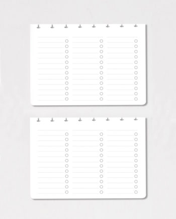 Set of horizontal to-do list pages on grey background