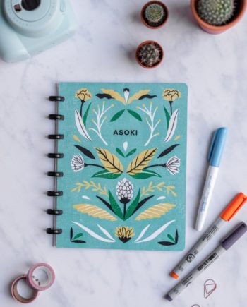 Sustainable and reusable zero waste Asoki Planner with a floral design by Sanny van Loon